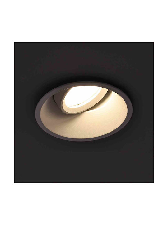 Eko Light Στρογγυλό Μεταλλικό Χωνευτό Σποτ με Ντουί GU10 Λευκό 1τμχ