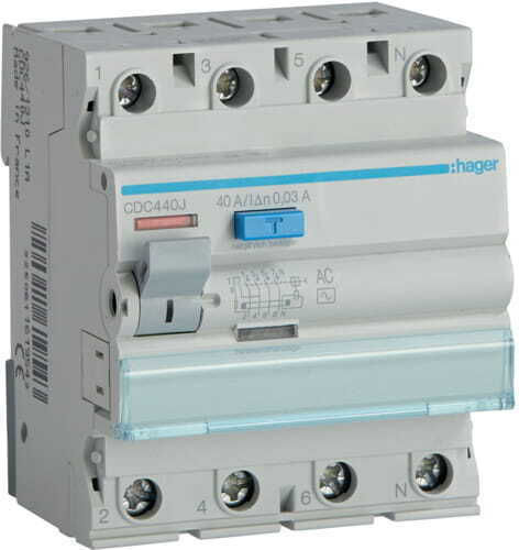 Hager Διακόπτης Relee de Fază Scurgere de pământ 40A Tetrapolar cu Tensiune 400V