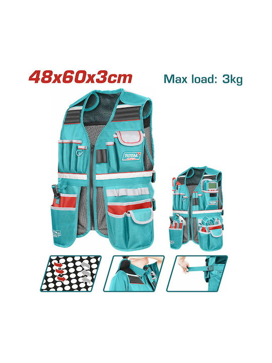 Work Vest 17 Pockets Adjustable 48x60cm Total Ttvt16025