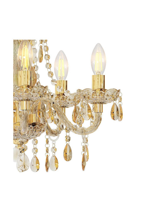 Globo Lighting Chandelier Ø48cm with Crystals Gold Globo Lighting Chandelier Ø48cm with Crystals Gold