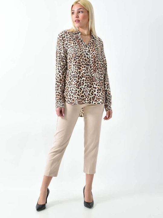 Μακρυμάνικο Γυναικείο Πουκάμισο Animal Print