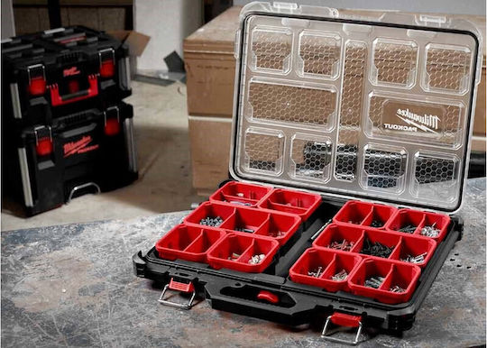 Milwaukee Packout Tool Compartment Organiser 10 Slot Adjustable & Removable Box Black 50x38x6.5cm
