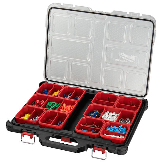 Milwaukee Packout Tool Compartment Organiser 10 Slot Adjustable & Removable Box Black 50x38x6.5cm