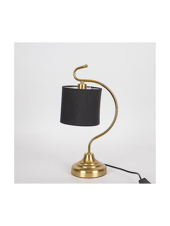 Metal Table Lamp for Socket E14 with Black Shade and Gold Base