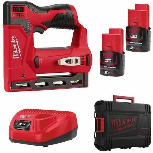 Milwaukee Καρφωτικό Μπαταρίας M12 BST-202X 12V 2x2Ah για Συνδετήρες 4933459635