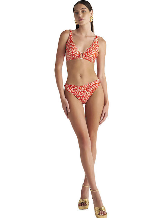 Retro Red Bikini Σουτιέν D Cup Κοραλλί