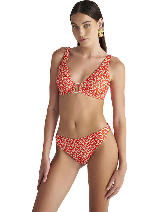 Retro Red Bikini Σουτιέν D Cup Κοραλλί
