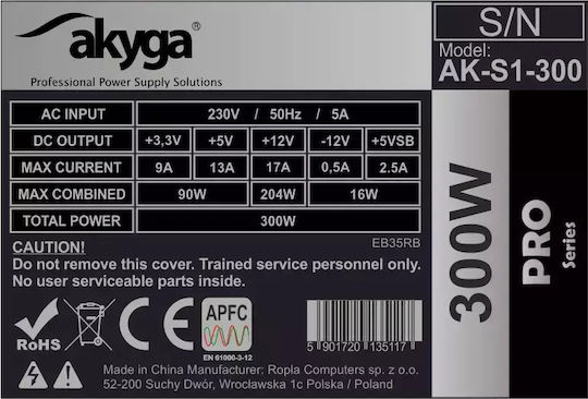 Akyga LED-Netzteil Leistung 300W mit Ausgangsspannung 12V