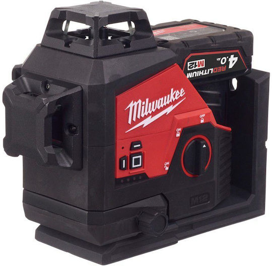 Milwaukee M12 3PL-0C Αυτορυθμιζόμενο Περιστροφικό Αλφάδι Laser Πράσινης Δέσμης με Εύρος Εργασίας 38m