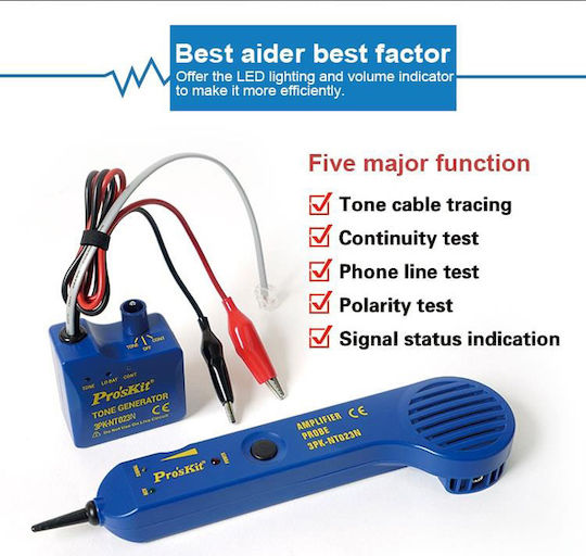 Proskit 3PK-NT023 Tester Καλωδίων Ρεύματος RJ11