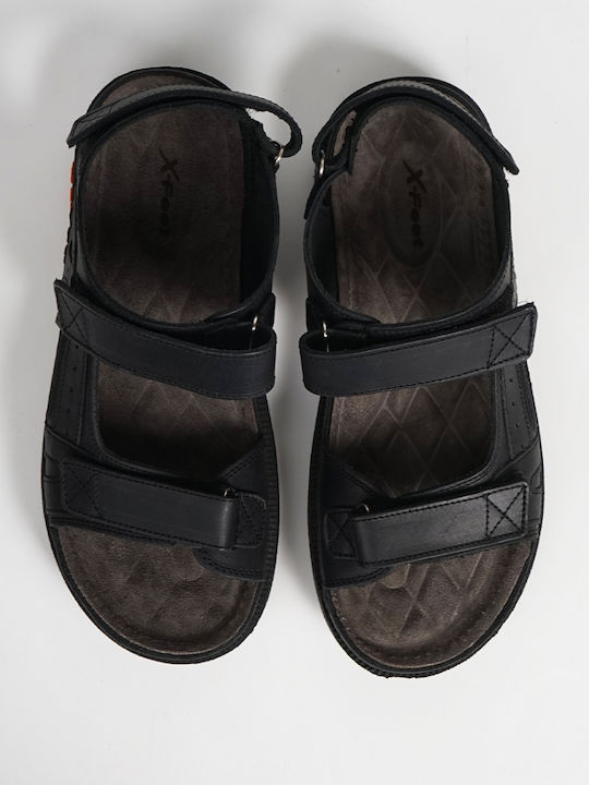 Leder Herrensandalen in Schwarz Farbe