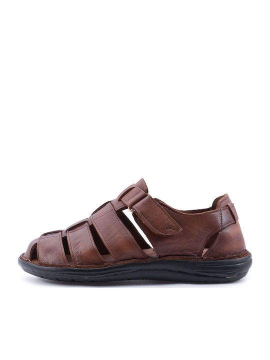 Leder Herrensandalen in Tabac Braun Farbe