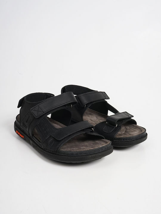 Leder Herrensandalen in Schwarz Farbe