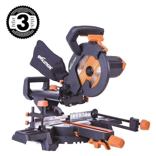 Evolution R210SMS Φαλτσοπρίονο Ρεύματος Συρόμενο με Ισχύ 1500W & Δίσκο Κοπής Διαμέτρου 210mm