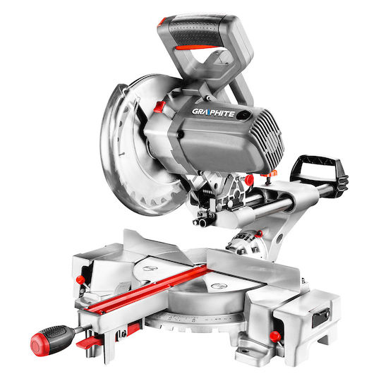Graphite Kapp- und Gehrungssäge Elektrisch 1800W Schiebesäge mit Schnittführung Laser & Scheibendurchmesser 210mm