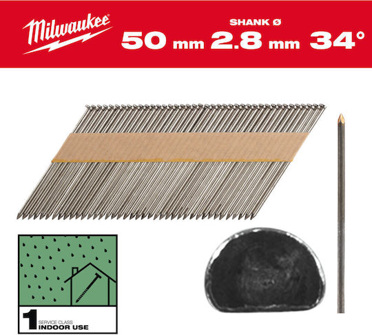 Milwaukee 4932492595 Nail D 34° 2.8/50mm Smooth 2200pcs Mw