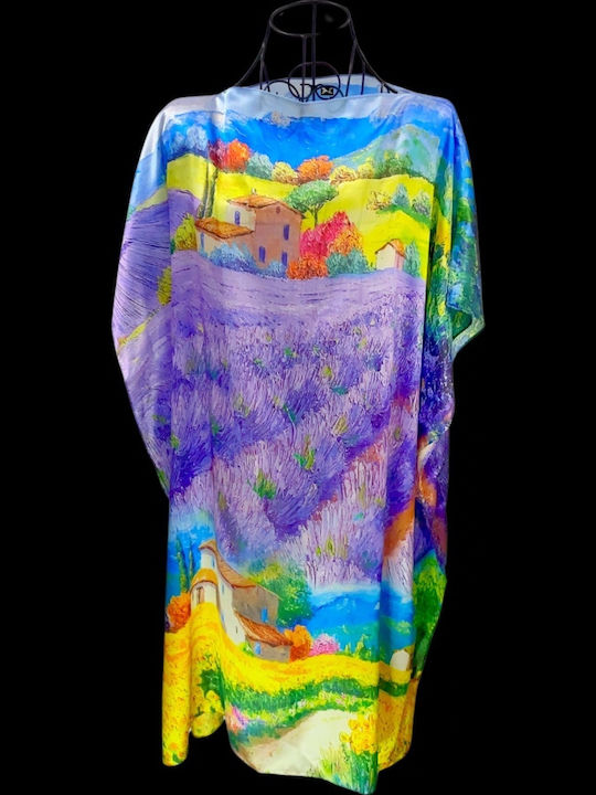 Women's Poncho-style Dress Lv24 Purple Yellow One Size Intl
