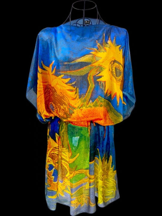 Rochie Poncho Femei Fs24 Albastru Galben Mărime Universală Intl