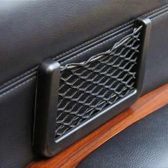 Organizator cu Buzunar din Plasă Elastică, Ramă din Plastic, Dimensiuni 19,5 X 7,8 Cm, Culoare Neagră