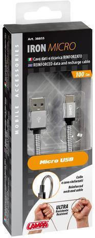 Lampa Iron Silver Line 1m Regular USB 2.0 to micro USB Cable Silver (L3885.5)