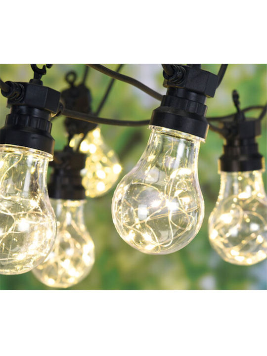 Στεγανή Γιρλάντα Φωτισμού LED IP44 7.5m με 10 Λάμπες Θερμό Λευκό