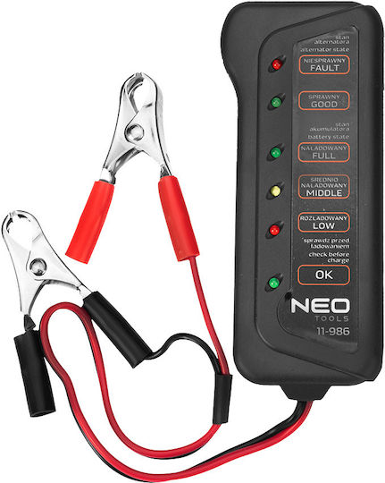 Neo Tools 11-986 Аналогов Тестер за батерии с крокодилски щипки