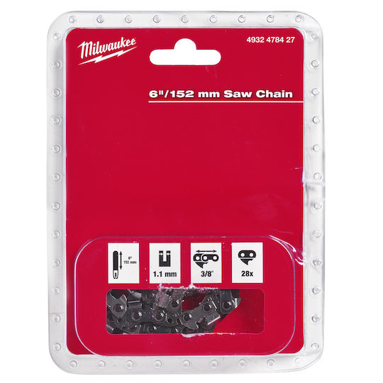 Milwaukee M12 Fhs Mw Kettensägekette mit Teilung 3/8", Treibgliedstärke .043"-1.1mm & Anzahl der Treibglieder 28E