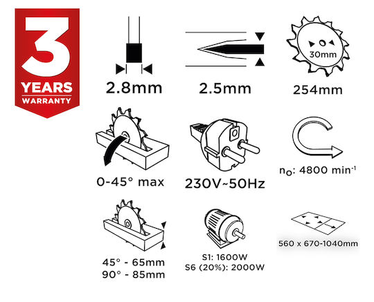 Graphite Bench Saw 1600W 59G823
