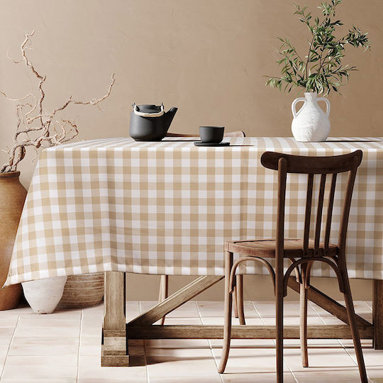 Beauty Home Τραπεζομάντηλο Checks Art Καρό Μπεζ 100x100cm