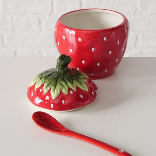 Boltze Set of 2pcs Jars General Use with Lid made of Porcelain Red 380ml Boltze Set of 2pcs Jars General Use with Lid made of Porcelain Red 380ml