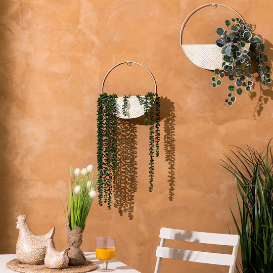 Metal Plant Pots Beige Set of 2