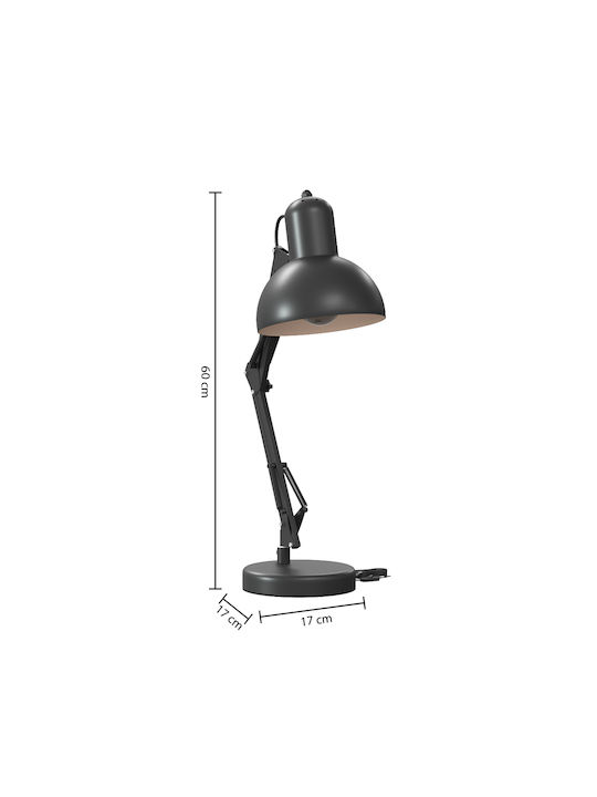 Office Lamp with Flexible Arm for Socket E27 in Black Color