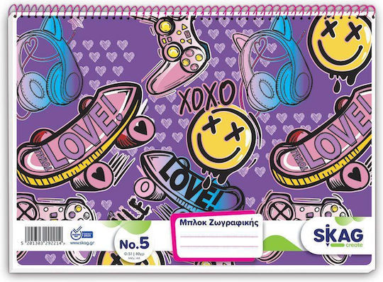 Skag Drawing Pad 21x29 A4 No.5 51 Sheets Girl