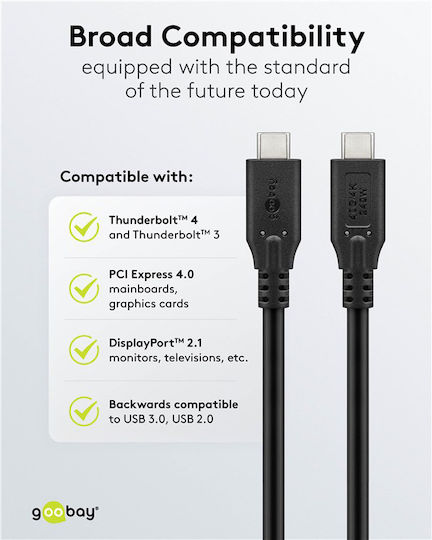 Goobay USB 4 Video Cable USB-C male - USB-C / DisplayPort 240W PD Μαύρο 1m 74183