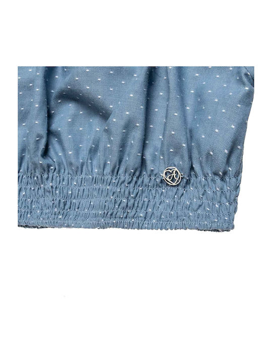 Kids' Set with Shorts Summer 2pcs Blue Embroidery