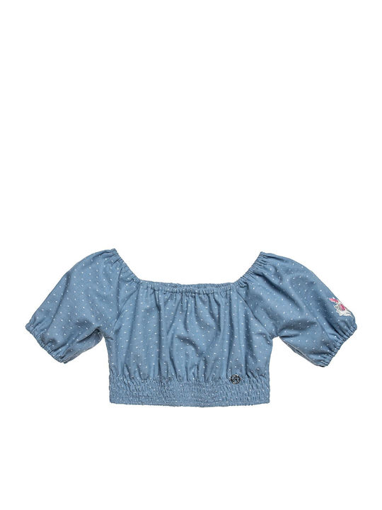 Kids' Set with Shorts Summer 2pcs Blue Embroidery