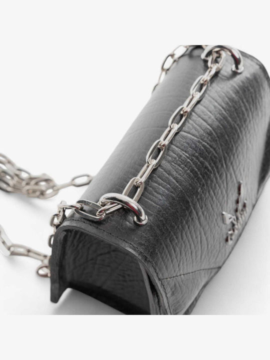 Leder Damentasche Schultertasche Schwarz