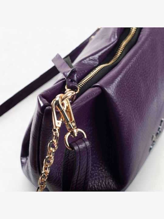Leder Damentasche Schultertasche Lila