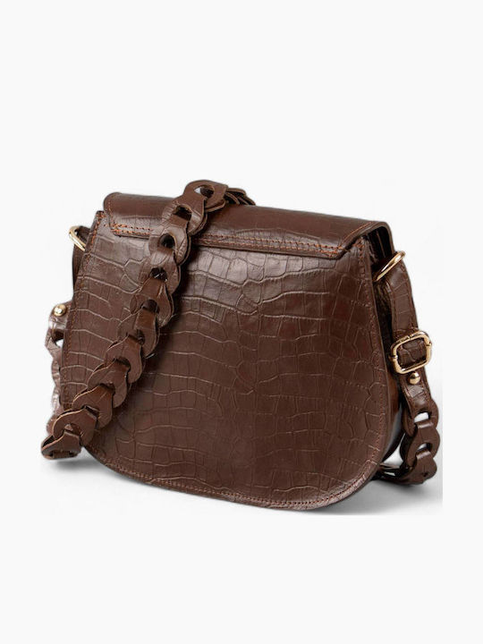 Δερμάτινη Γυναικεία Τσάντα Ώμου Dark Brown