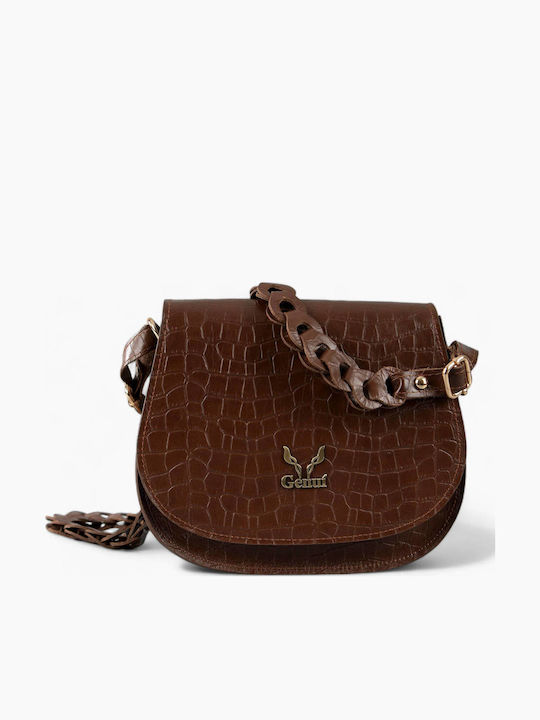 Δερμάτινη Γυναικεία Τσάντα Ώμου Dark Brown
