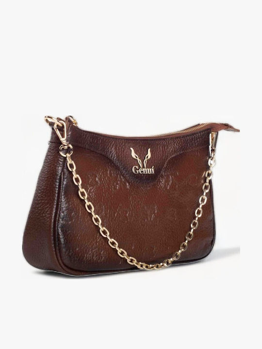 Δερμάτινη Γυναικεία Τσάντα Ώμου Dark Brown