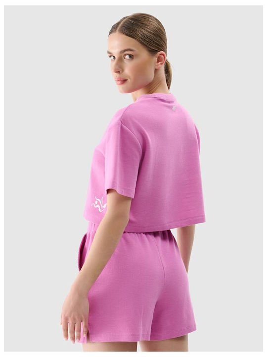 Γυναικείο Αθλητικό Crop Top Κοντομάνικο Ροζ