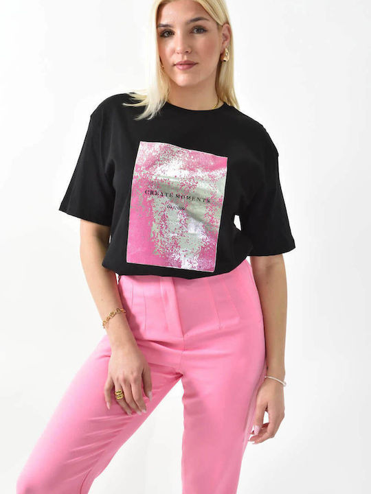 Γυναικείο Crop T-shirt Μαύρο