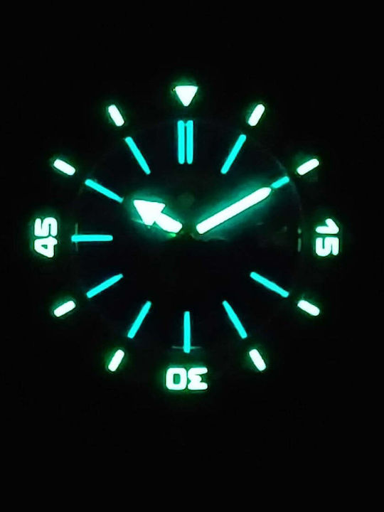 Aion Men's Watch Battery with Black Rubber Strap