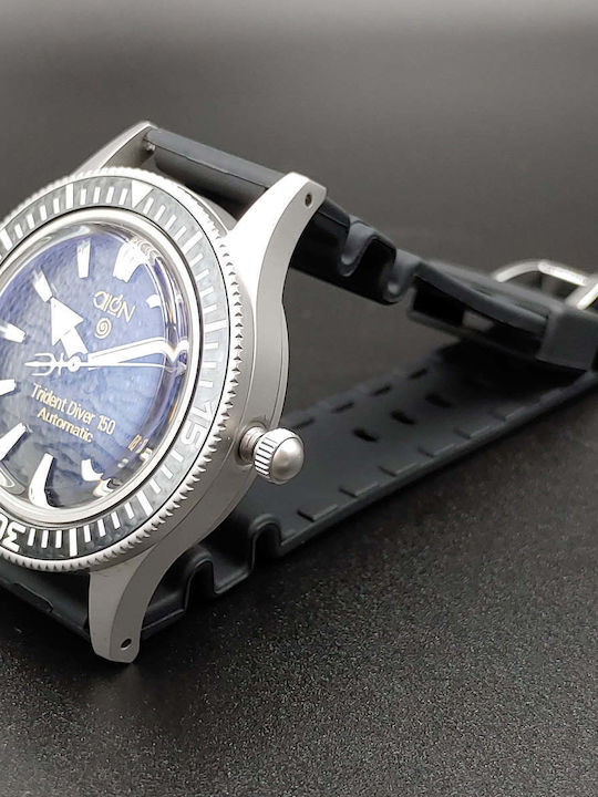 Aion Men's Watch Battery with Black Rubber Strap