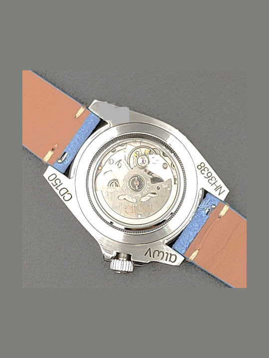 Aion Men's Watch 12.3mm Battery with Turquoise Leather Strap