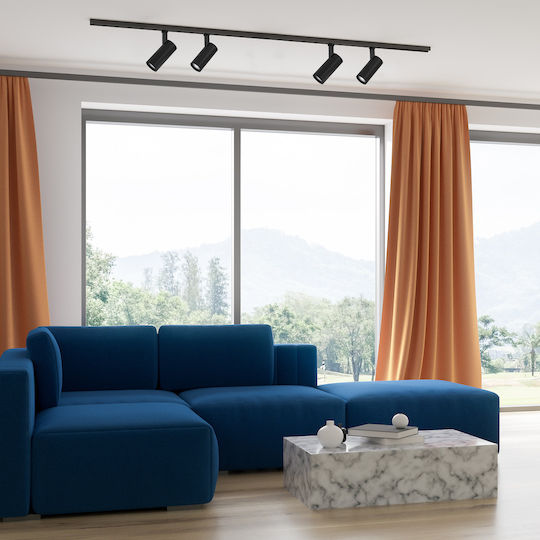 Eko Light Magnetic Dublu LED Alb Natural Spot în Culoare Negru