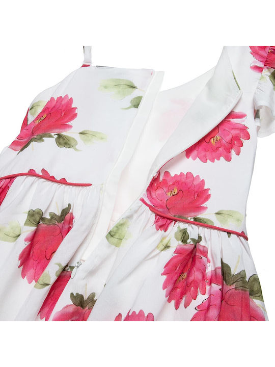 Children's Dress Sleeveless Tulle Floral White
