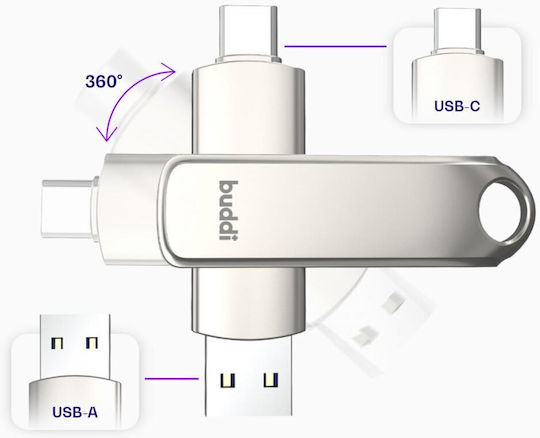 Buddi 128ГБ USB 3.1 Стик Сив
