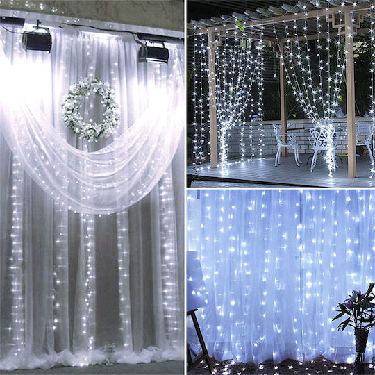 600 Lichterketten LED 6m. x 300cm Kaltes Weiß Typ Vorhang 1Stück